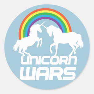 Unicorns Wars With Rainbow Classic Round Sticker