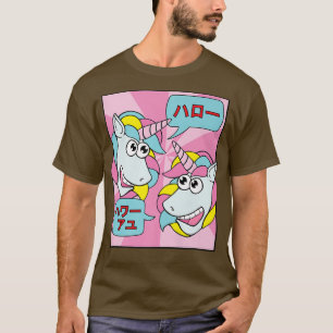 Unicorns wide Eyes Japan Anime Kawaii manga T-Shirt