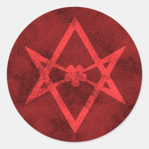 Unicursal Hexagram (Red Textured) Classic Round Sticker