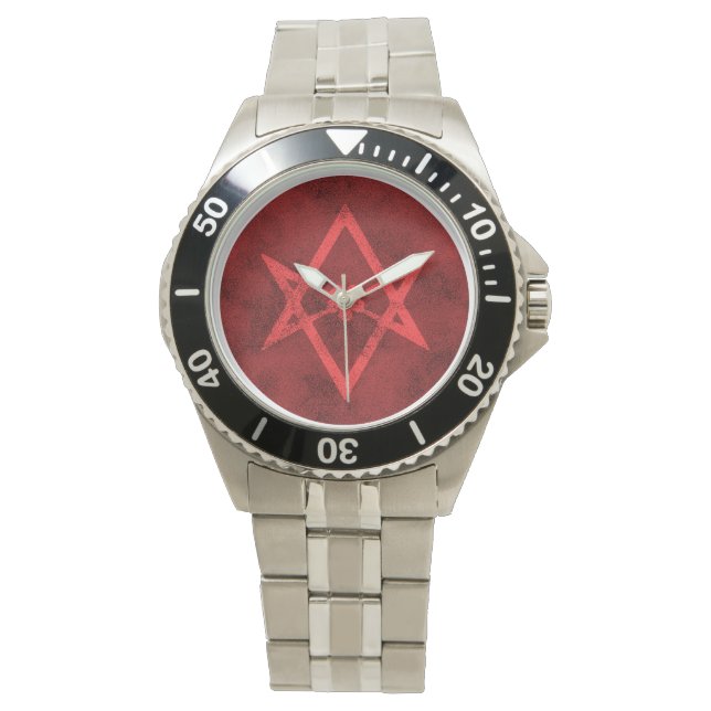 Unicursal Hexagram (Red Textured) Watch (Front)