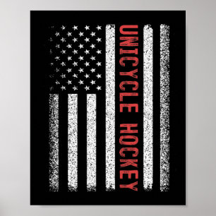 Unicycle Hockey American Flag 4th Of July Women Me Poster