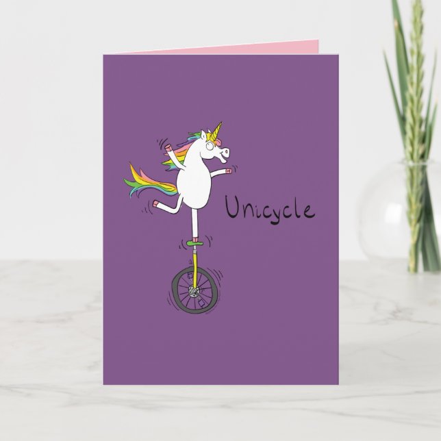 Unicycle Unicorn Funny Bicycle Greeting Card (Front)