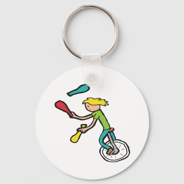 Unicycling Juggler Key Ring (Front)