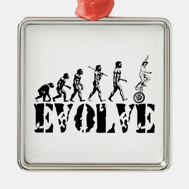 Unicycling Unicyclist Unicycle Evolution Sports Metal Tree Decoration (Front)