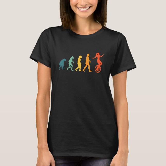 Unicyclist Evolution Unicycle Retro T-Shirt (Front)