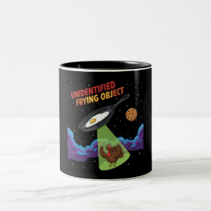 Unidentified Frying Object Funny UFO Turkey Abduc Two-Tone Coffee Mug