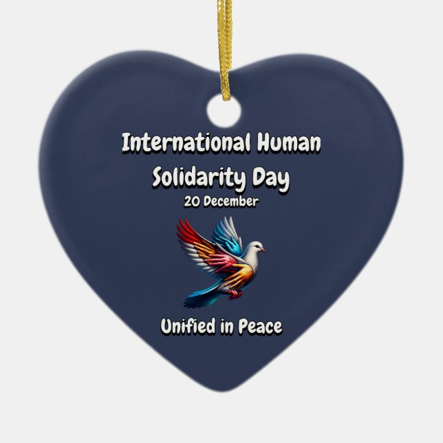 Unified in Peace. Human Solidarity Day.  Ceramic Tree Decoration (Front)