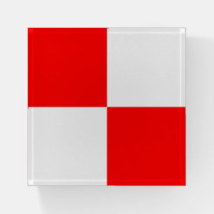 UNIFORM Nautical flag Red White Squares Paperweight