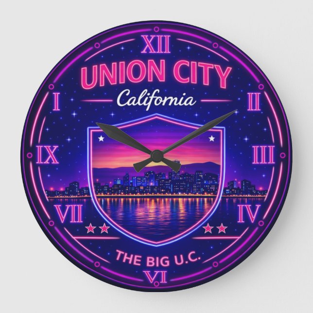 Union City California Skyline Large Clock (Front)