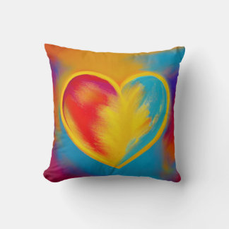 Union Colourful Heart Throw Pillow