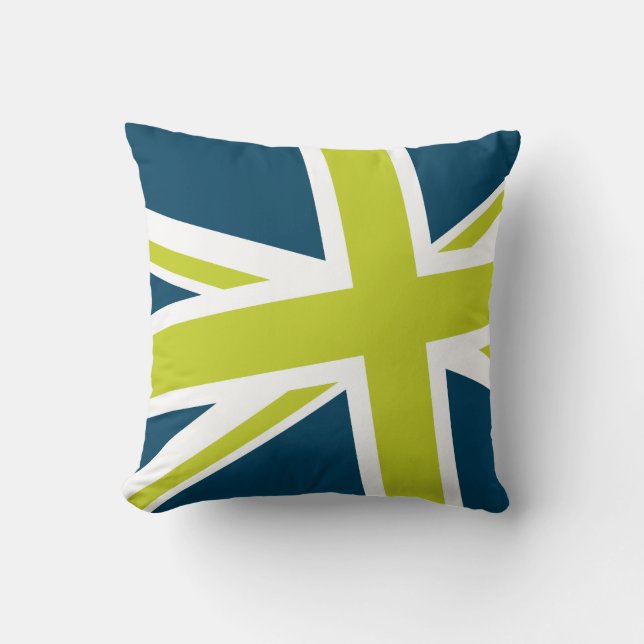 Union Flag Pillow — Square (Blue/Lime) (Front)