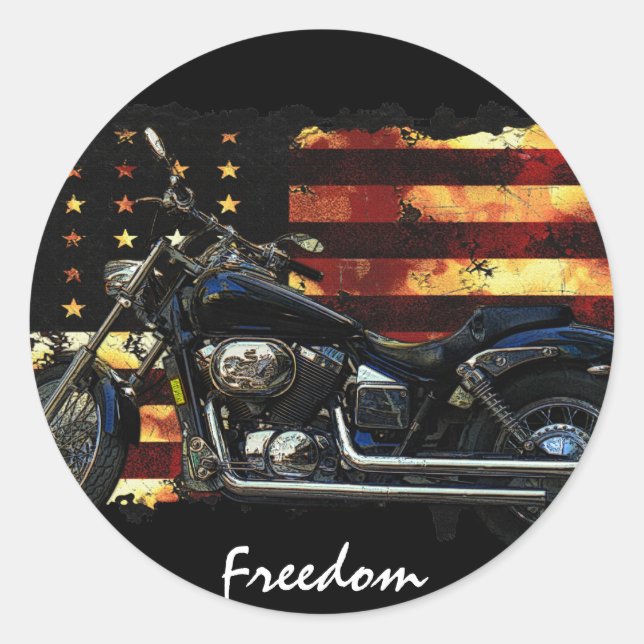 Union Flag, Stars and Stripes, Motorcycle Classic Round Sticker (Front)