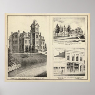 Union High School, residence & Jackson County Bank Poster