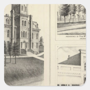 Union High School, residence & Jackson County Bank Square Sticker