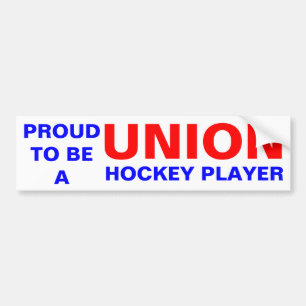 UNION HOCKEY PLAYER BUMPER STICKER