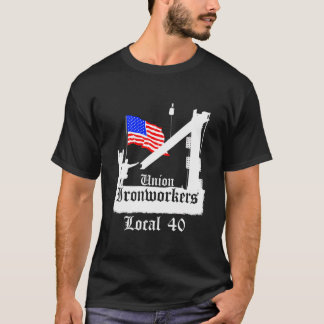 Union Ironworkers Local 40 American Flag Ny T-Shirt