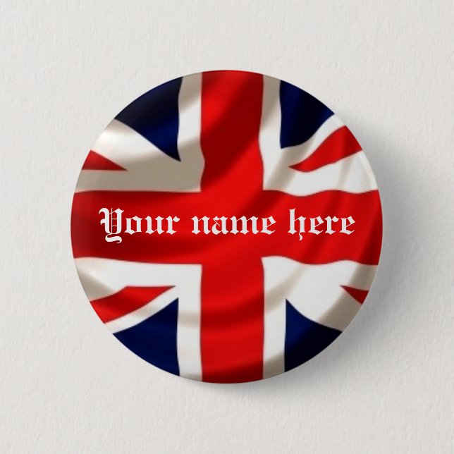 Union Jack (Add your own name) 6 Cm Round Badge (Front)