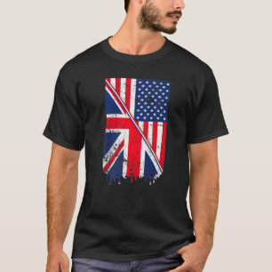 Union Jack & American Flag For British & Usa Expat T-Shirt