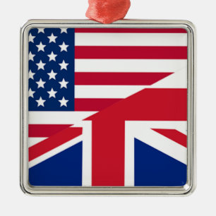 Union Jack American Flag Pattern Stars Stripes Metal Tree Decoration