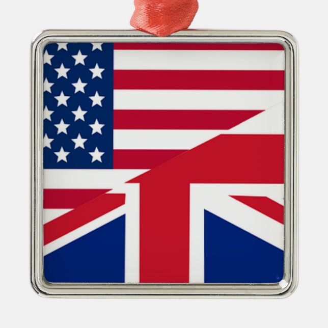 Union Jack American Flag Pattern Stars Stripes Metal Tree Decoration (Front)