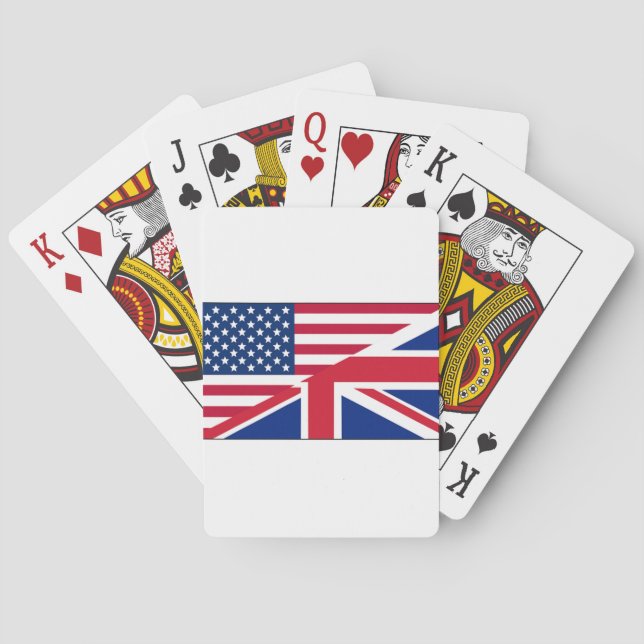 Union Jack American Flag Pattern Stars Stripes Playing Cards (Back)
