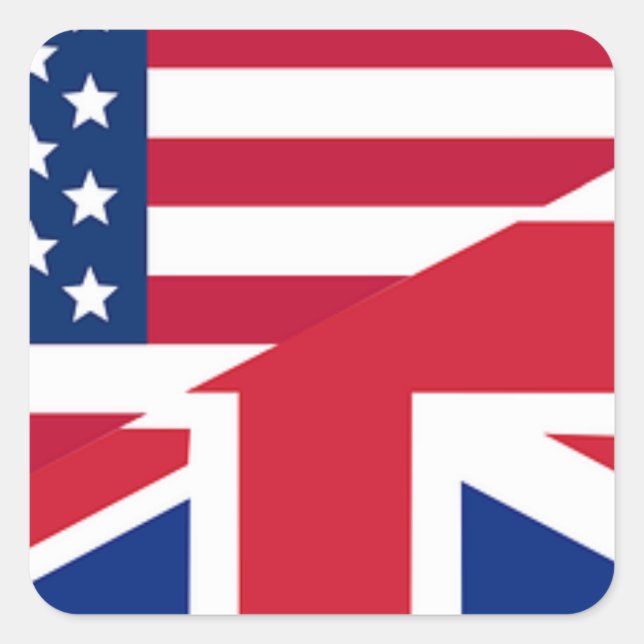 Union Jack American Flag Pattern Stars Stripes Square Sticker (Front)