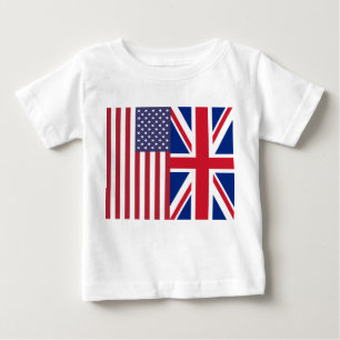 Union Jack And United States of America Flags Baby T-Shirt