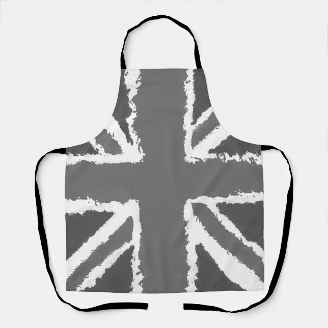 Union Jack Art Gray Tones Wall Mounted  Apron (Front)