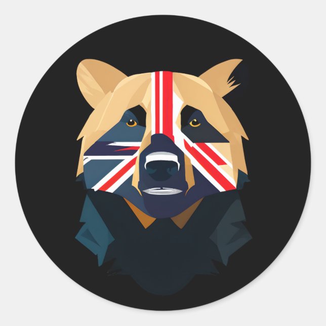 Union Jack Bear Classic Round Sticker (Front)