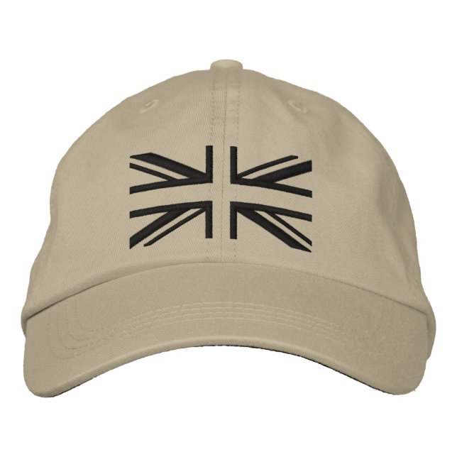 Union Jack ~ Black Modern Embroidered Hat (Front)