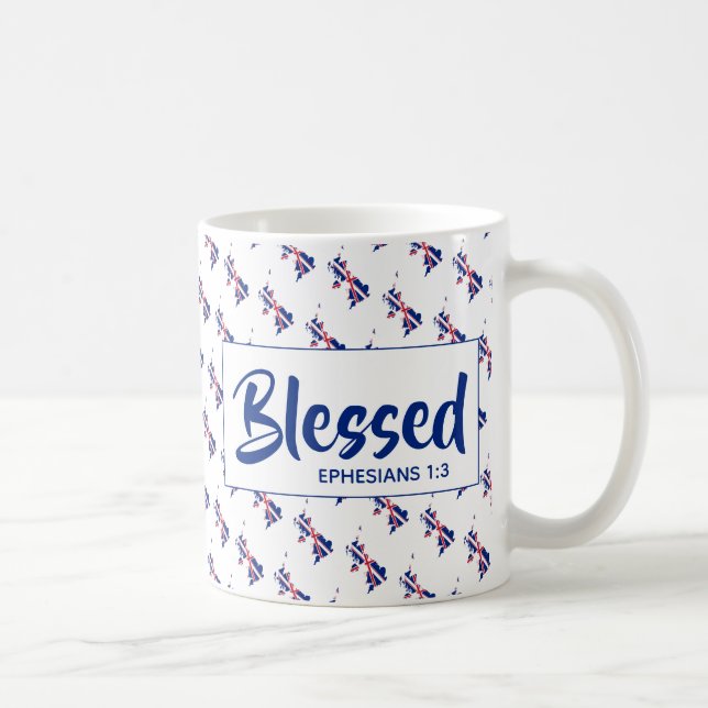 UNION JACK  Blessed Ephesians Christian Scripture Coffee Mug (Right)