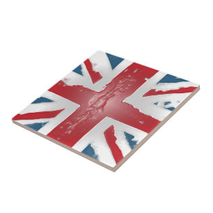 Union Jack British Flag Abstract Wax Art Tile