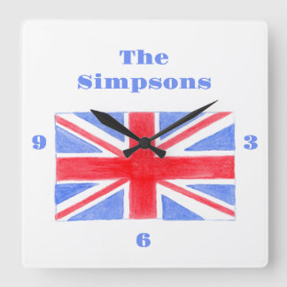 Union Jack British Flag Britannia Square Wall Clock