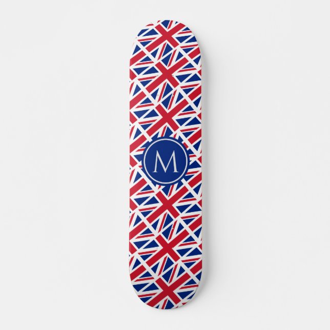 UNION JACK BRITISH Flag Patriotic Custom MONOGRAM Skateboard (Front)