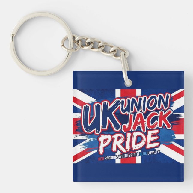 Union Jack British Flag Vintage Personalised Key Ring (Front)