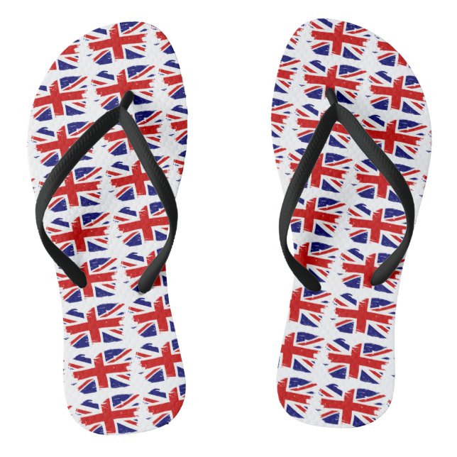 Union Jack British Flag With Grunge Jandals (Footbed)