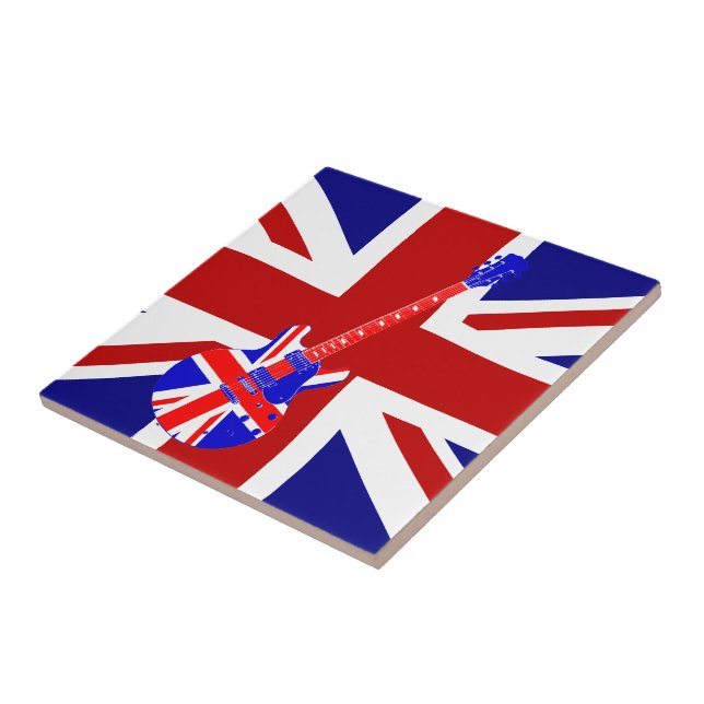 Union Jack British Guitar Art 2 Tile (Side)
