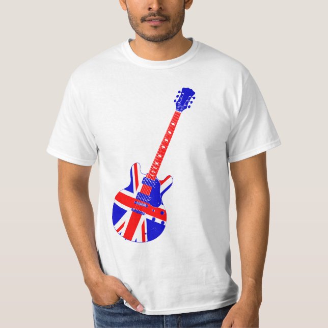 Union Jack British Guitar Art T-Shirt (Front)
