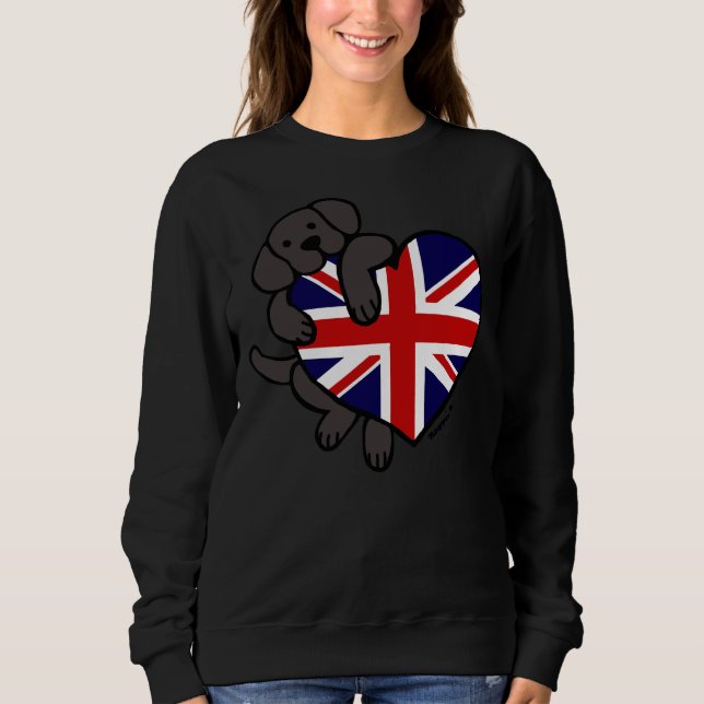Union Jack British Heart Black Labrador Sweatshirt (Front)