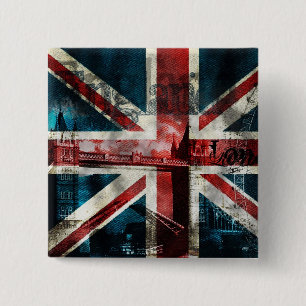 Union Jack Button/Badge 15 Cm Square Badge