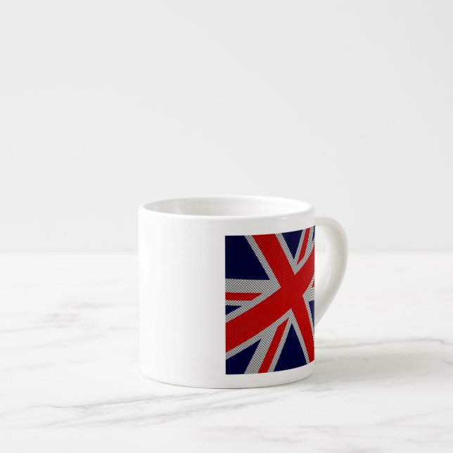 Union Jack Carbon Fibre Style Decor Espresso Cup (Front Right)