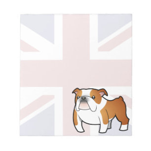 Union Jack Cartoon English Bulldog Notepad