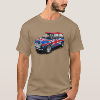 Union Jack Classic Mini Car on Tan T-Shirt