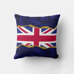 Union Jack Cushion Navy Gold Border Throw Pillow