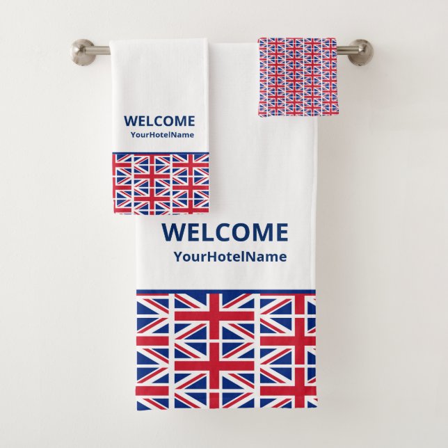 Union Jack Custom Hotel Bath Towel Set (Insitu)