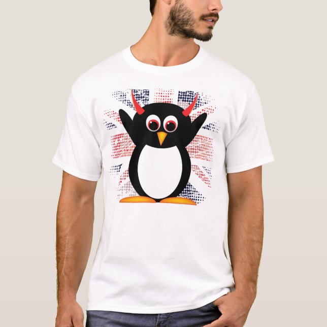 Union Jack Evil Penguin T-Shirt (Front)