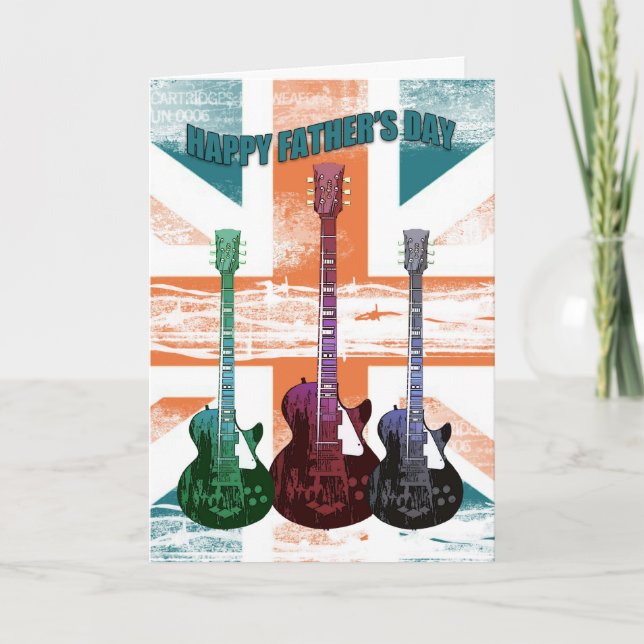 Union Jack Father's Day Card With Guitars (Front)