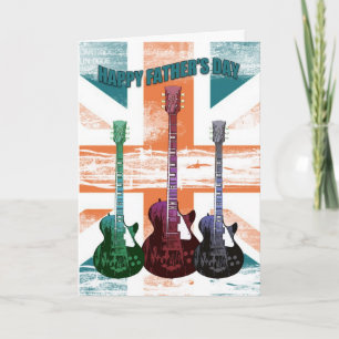 Union Jack Father's Day Card With Guitars