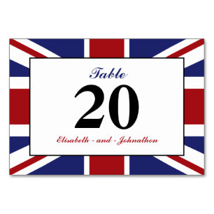 Union Jack Flag British Wedding Table Number
