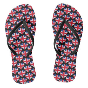 Union Jack Flag Colours Hearts Pattern Patriotic Jandals